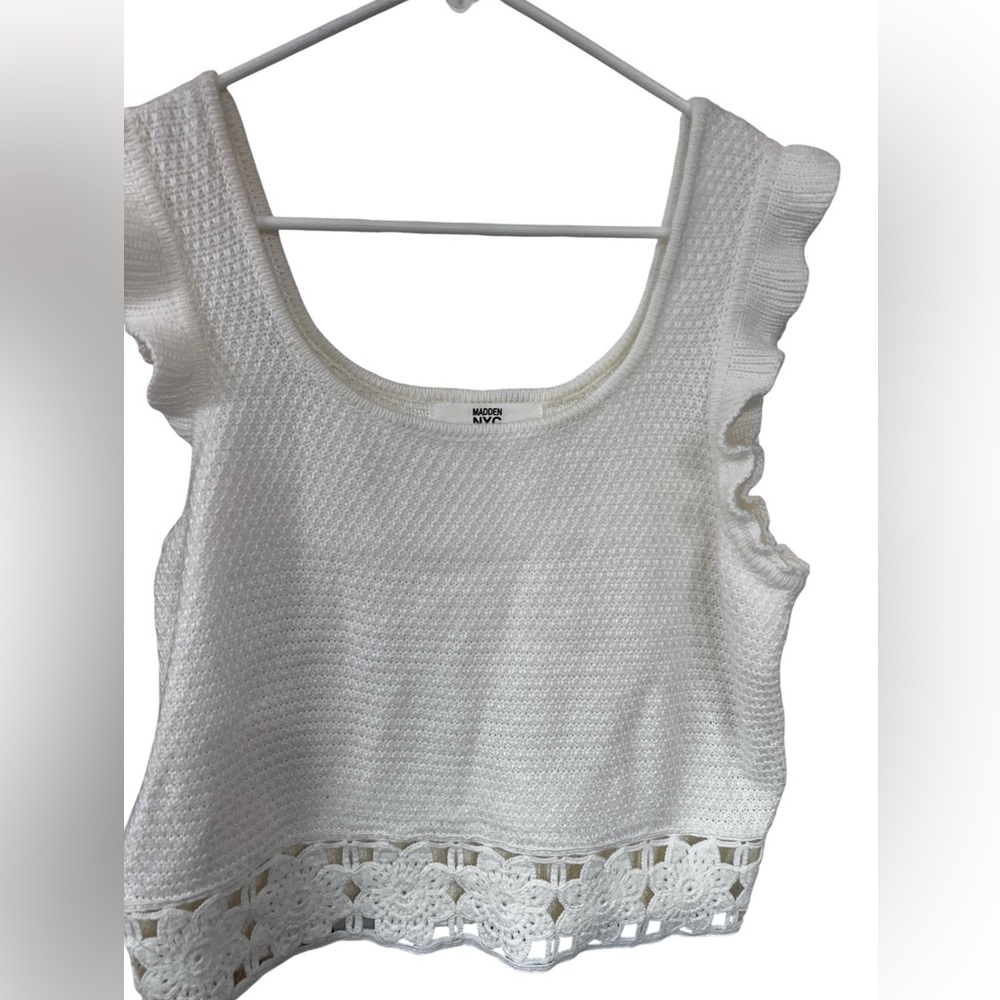 Madden NYC Off-White(cream) Crochet Women's Top
